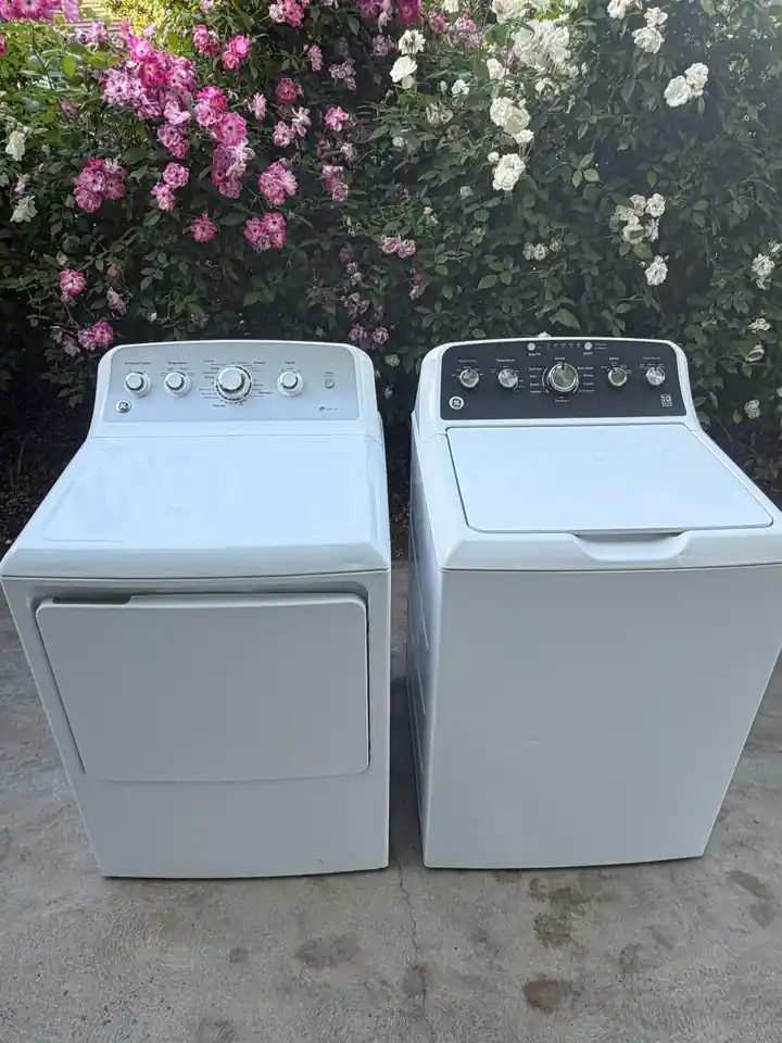 Matching washer and dryer set ready for delivery